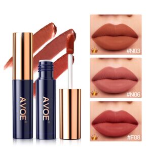5 Sets AVOE Lip Tint/Gloss Liquid Lipstick (Dried Rose, Honey Pumpkin, Hazelnut Milk Tea)