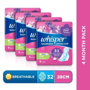 5 Sets WHISPER Breathable Cotton Long Heavy Flow