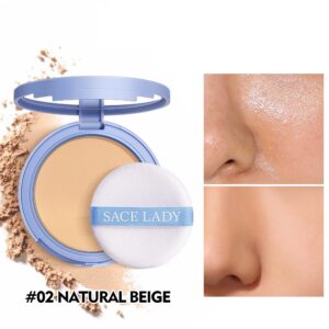 5 Pcs SACE LADY Oil Control Matte Face Powder With Mirror (Natural Beige)