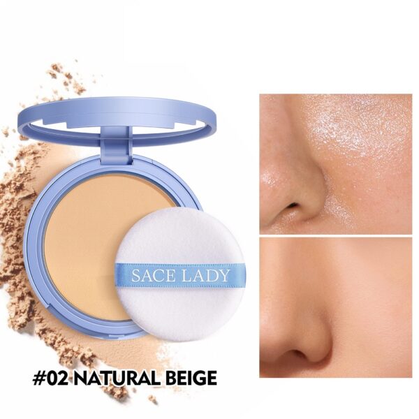 5 Pcs SACE LADY Oil Control Matte Face Powder With Mirror (Natural Beige)