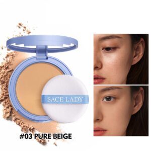 5 Pcs SACE LADY Oil Control Matte Face Powder With Mirror (Morena/Pure Beige)